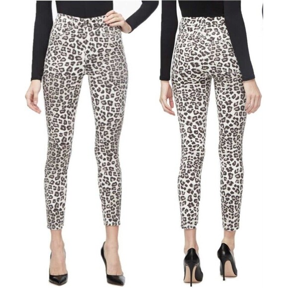 Good American Good Waist Cheetah Print High Rise Jeans Women Size 6 Stretch Pant - Picture 1 of 12